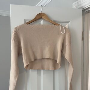 Beige Cropped Sweater/Shirt Princess Polly